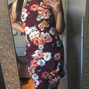 Flower dress maroon